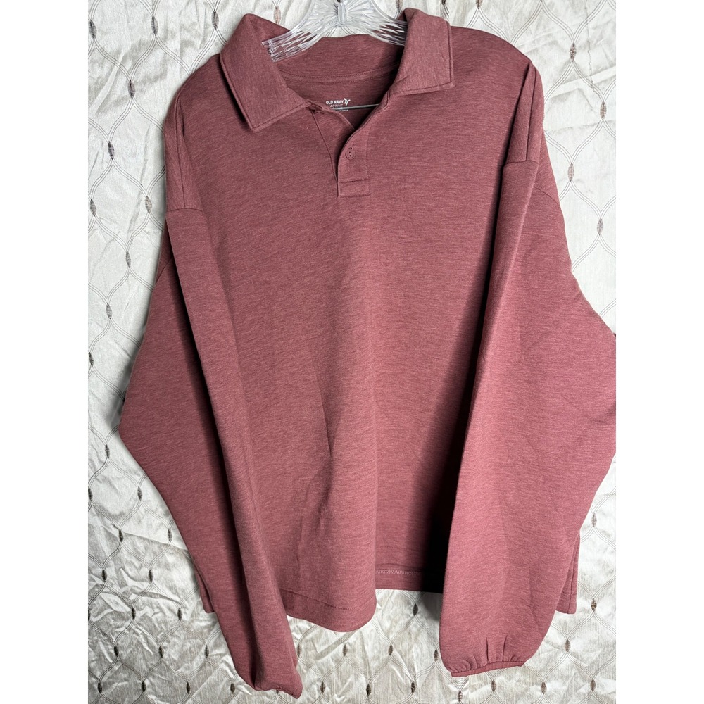 Old Navy Active Bounce Fleece Oversized Polo Sweatshirt Mauve Large